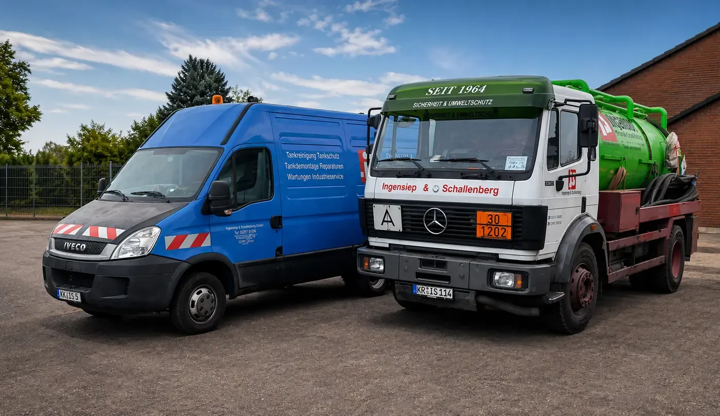 Fahrzeugflotte von Ingensiep & Schallenberg — Tankschutz-Fachbetrieb am Niederrhein seit 1964