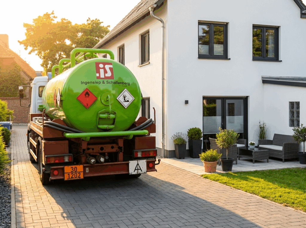 Saug-Druck-Tankwagen von Ingensiep & Schallenberg im Einsatz für Tankreinigung und Tankschutz am Niederrhein